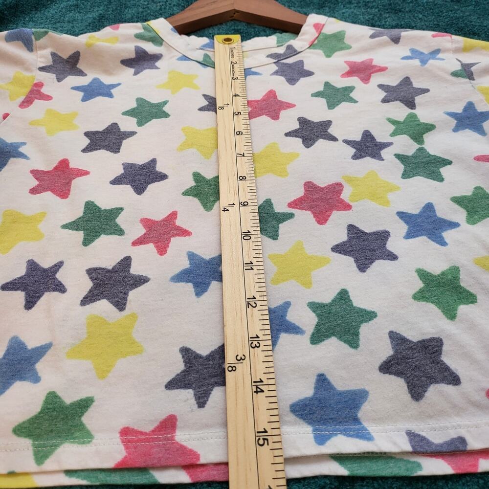 Chaser Colorful Star Print Crop Top Rainbow, Kidcore Whimsical Grunge Sz Med - Picture 6 of 7